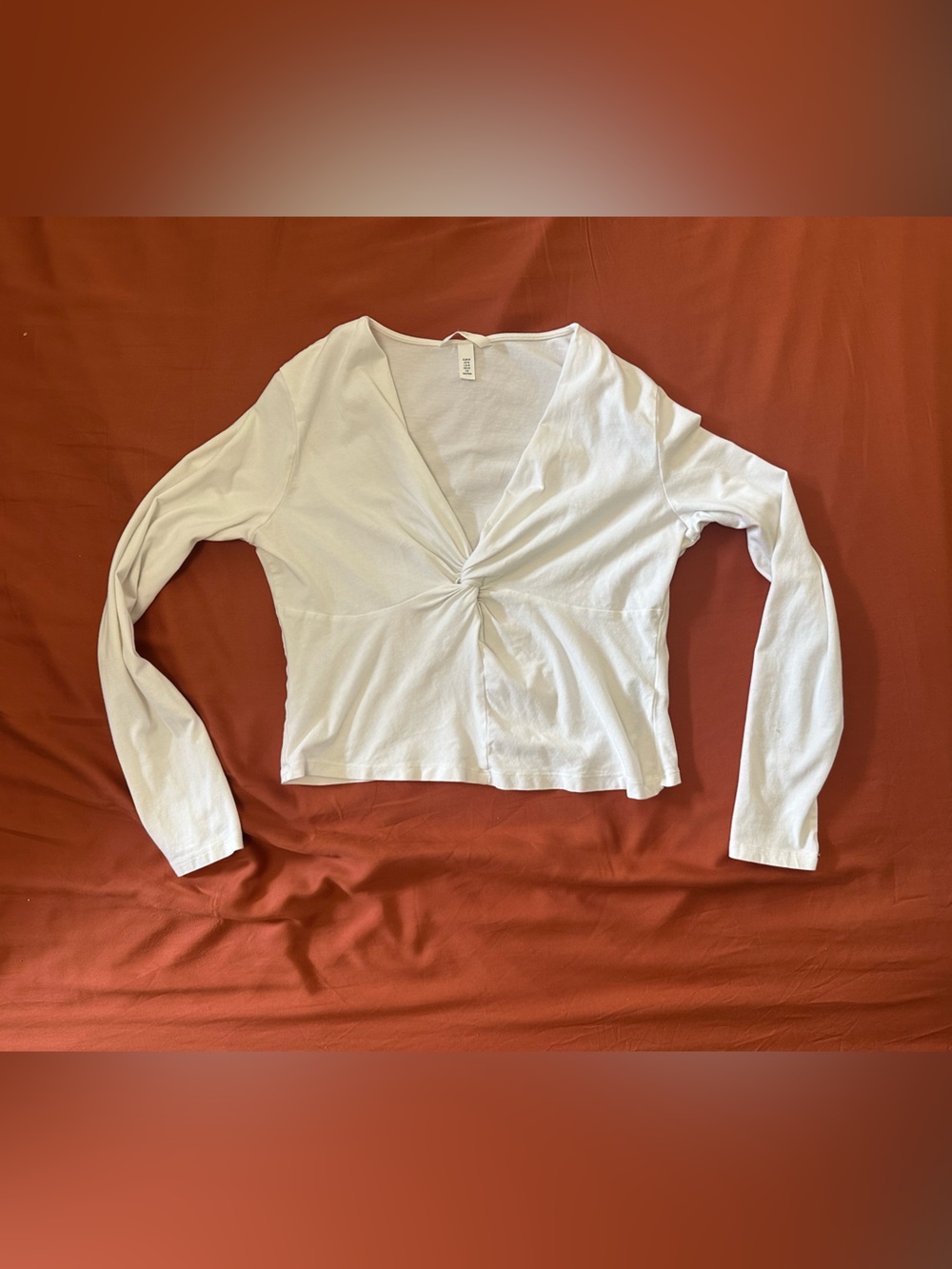 H&M White Twist-Front Long Sleeve Semi-Cropped